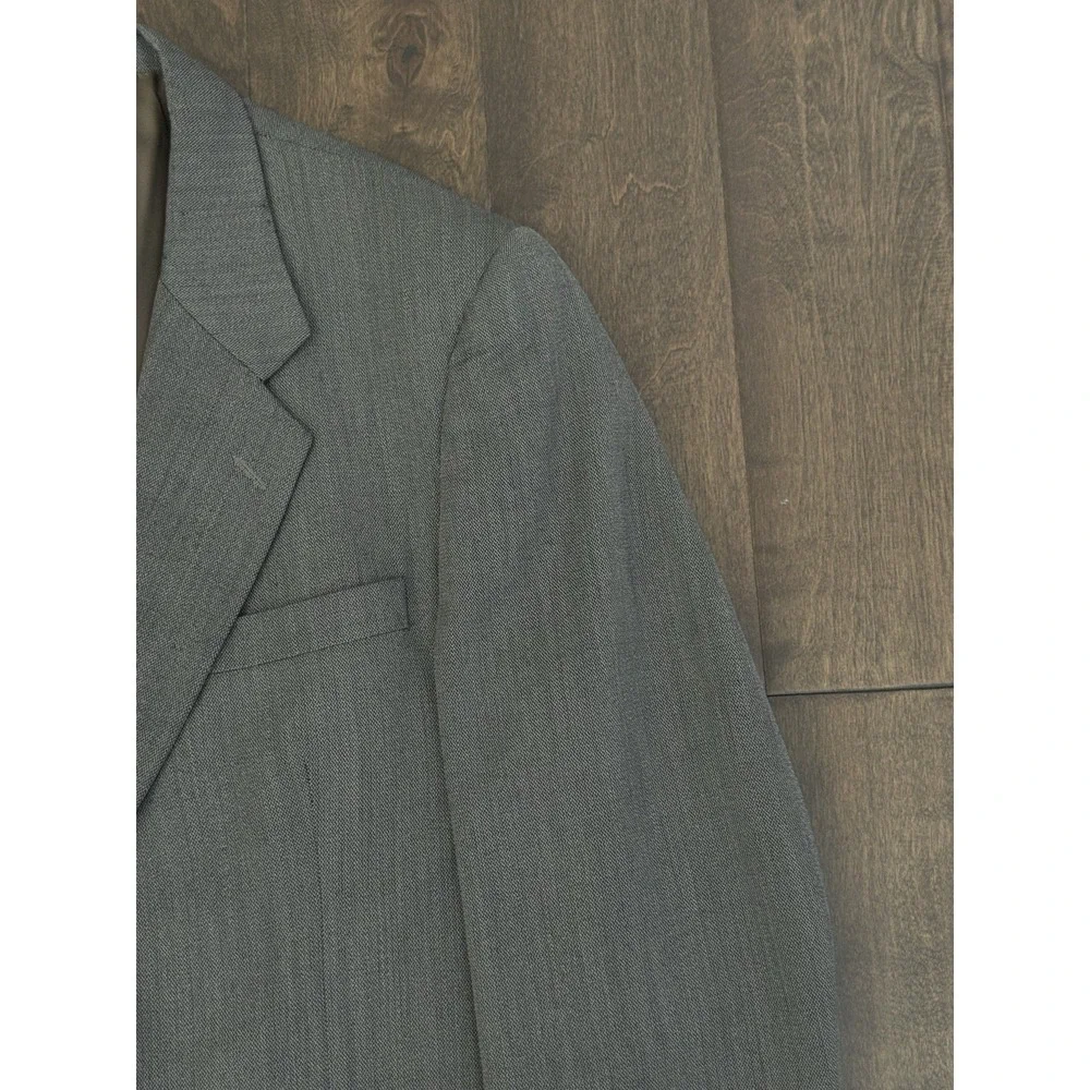 Braewick Mens Grey Two Piece Suit Two Button Jacket Size 42R Pants 100% Wool